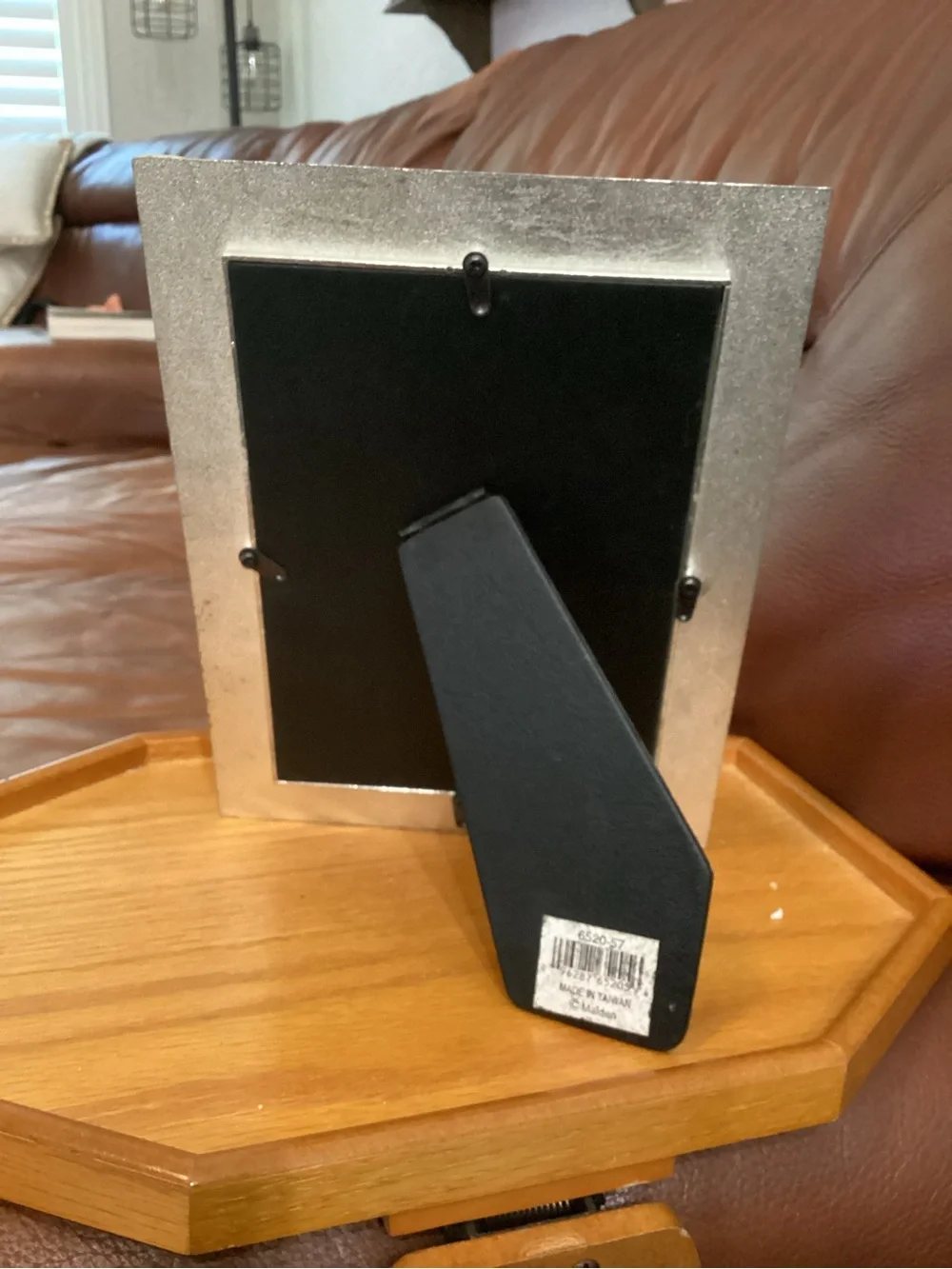 Gold Ribbed Photo Frame with silver accents holds a 5x7